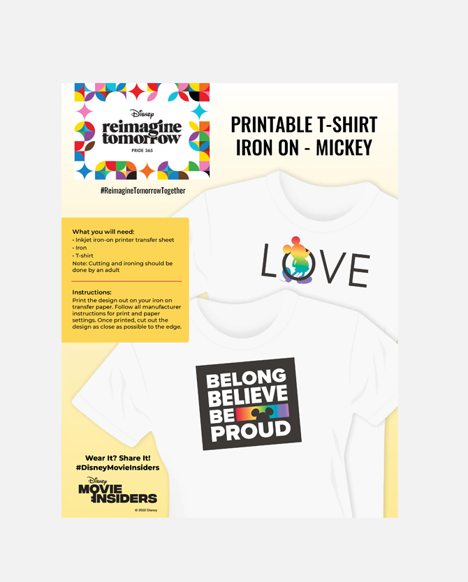 Pride 2022 Printable T-Shirt Iron-Ons: Mickey