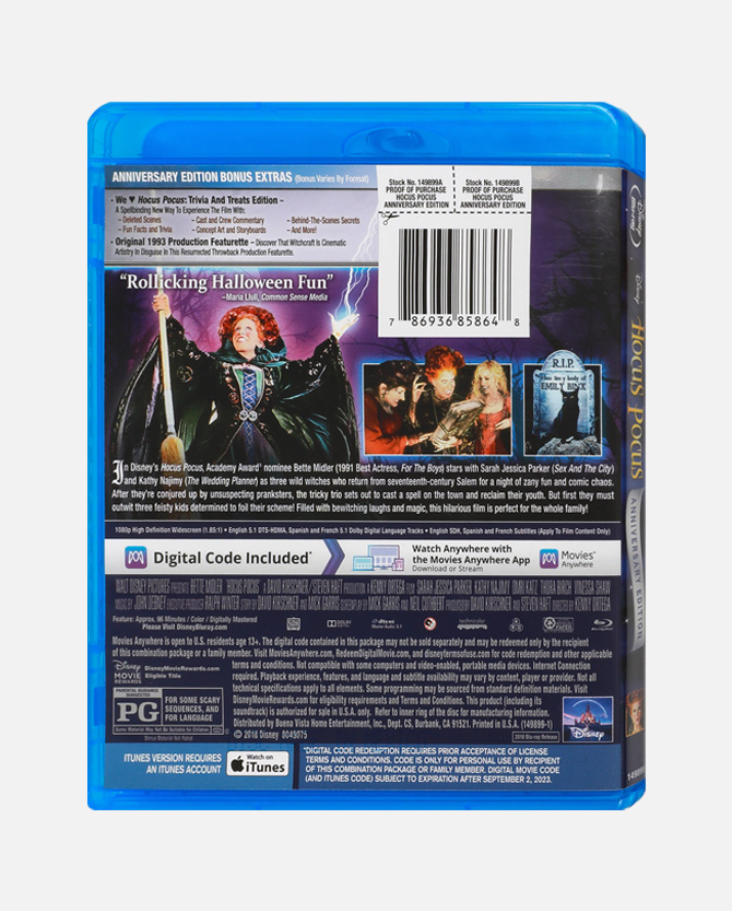 Hocus Pocus Anniversary Edition Blu-ray + Digital Code