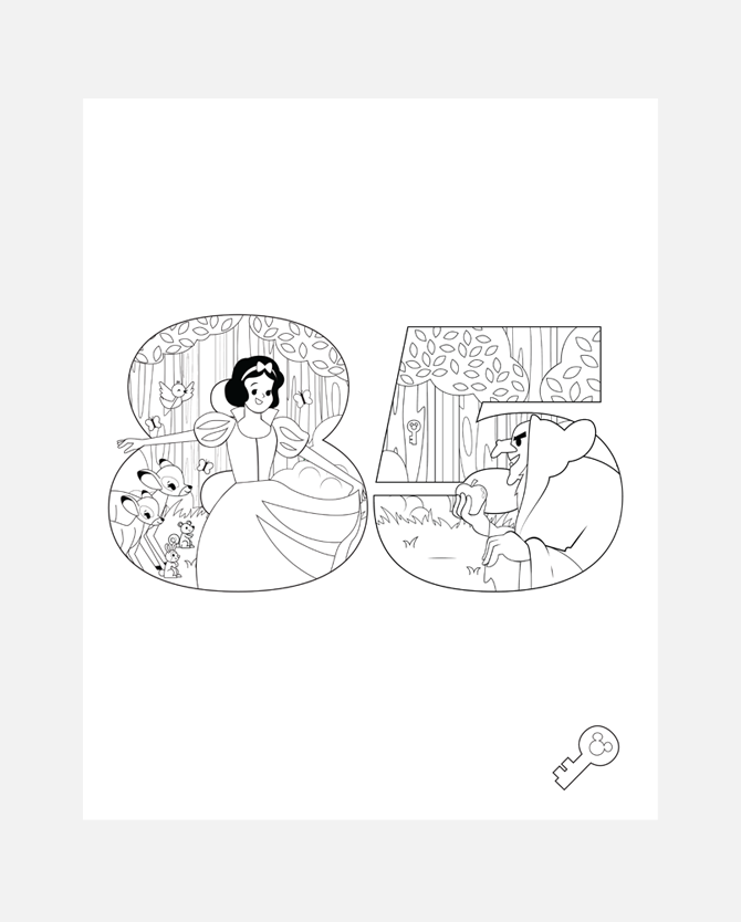 Snow White 85th Anniversary Digital Wallpapers and Coloring Sheet