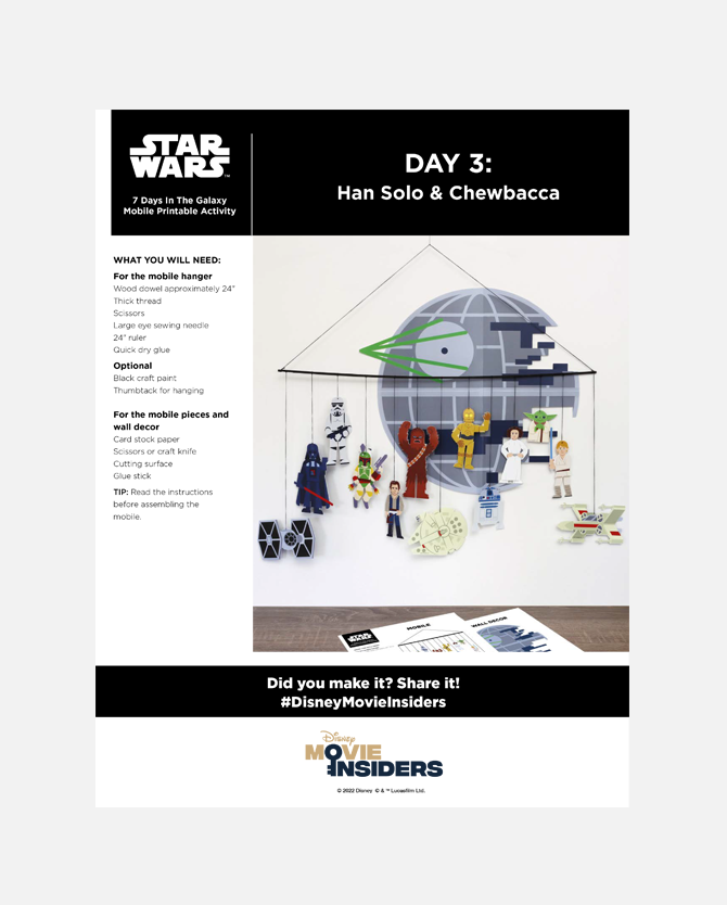 Star Wars: 7 Days in the Galaxy Mobile Printable Activity - Day 3