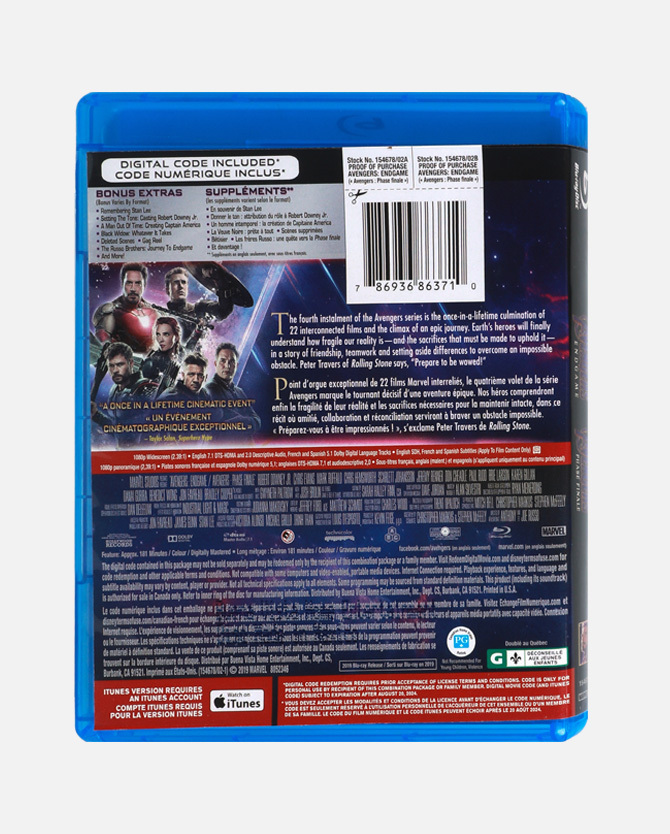 Marvel Studios' Avengers: Endgame Blu-ray™ Combo Pack + Digital Code - Canada