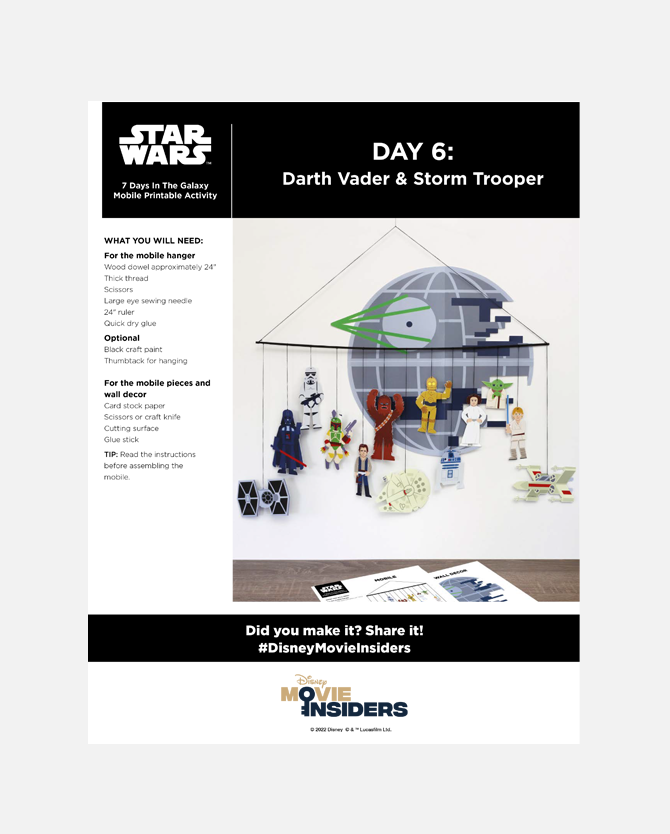 Star Wars: 7 Days in the Galaxy Mobile Printable Activity - Day 6