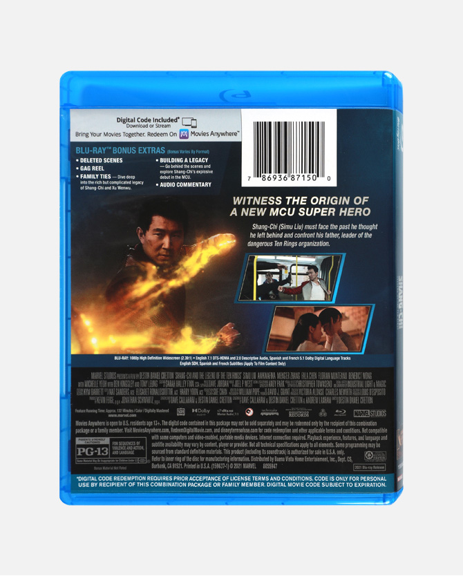 Marvel Studios' Shang-Chi and the Legend of the Ten Rings Blu-ray + Digital Code