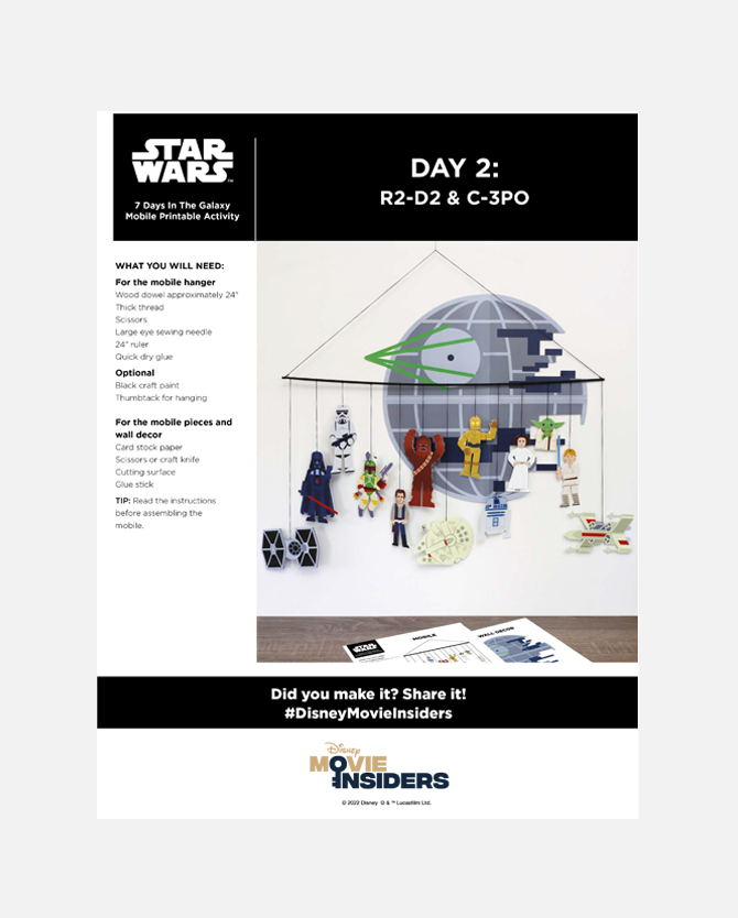 Star Wars: 7 Days in the Galaxy Mobile Printable Activity - Day 2