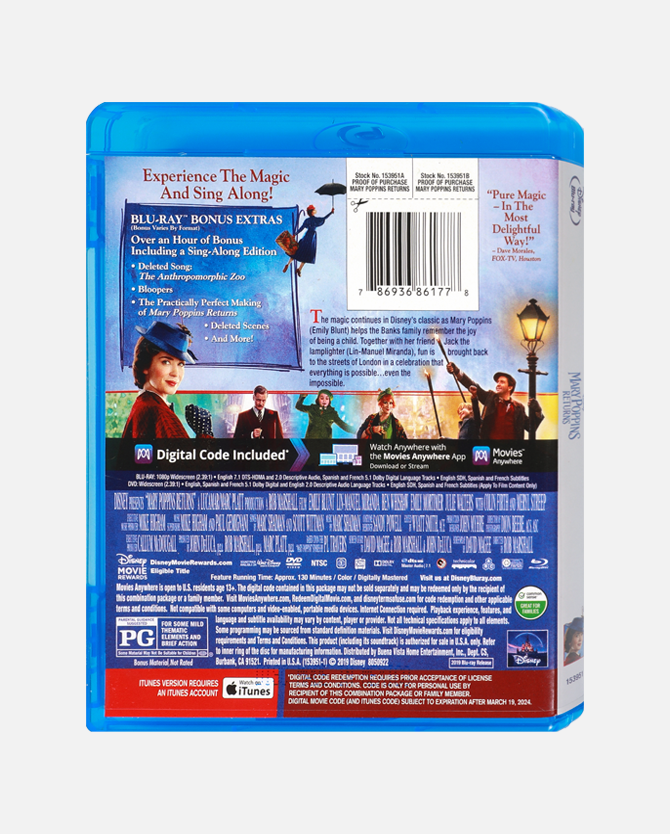 Mary Poppins Returns Blu-ray Combo Pack + Digital Code