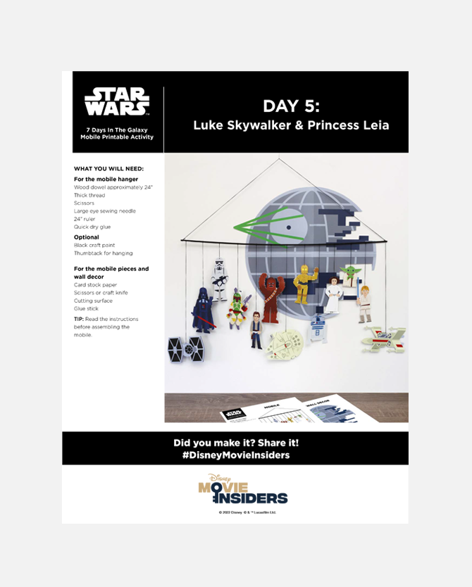 Star Wars: 7 Days in the Galaxy Mobile Printable Activity - Day 5