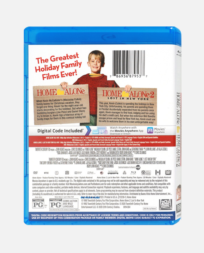 Home Alone 2-Movie Collection Blu-ray™ DVD Combo Pack + Digital Code