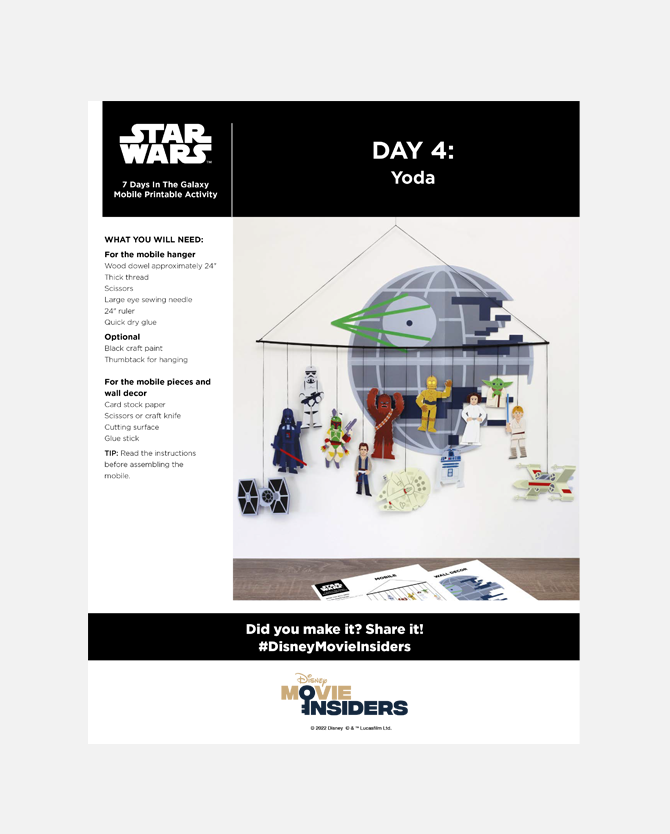 Star Wars: 7 Days in the Galaxy Mobile Printable Activity - Day 4