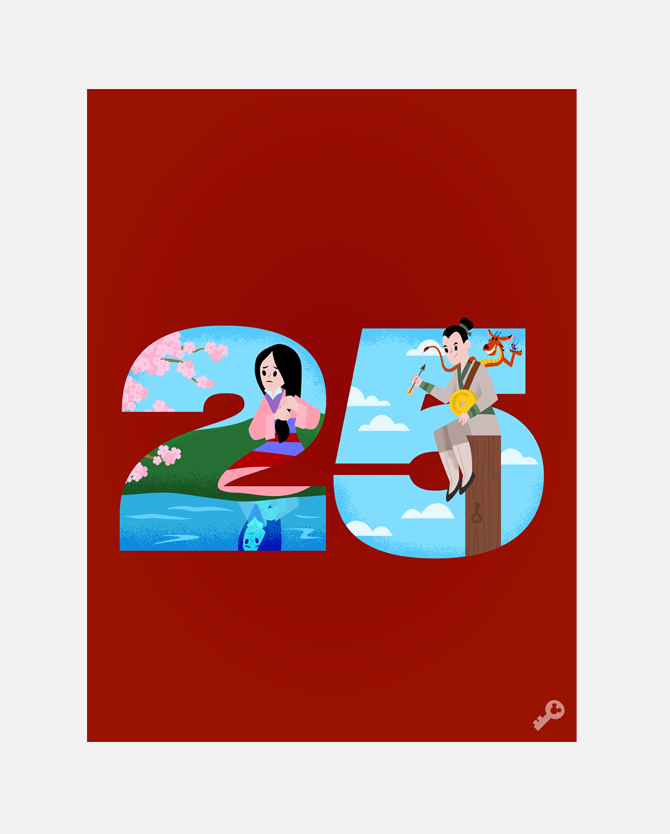 Mulan 25th Anniversary Digital Backgrounds & Coloring Sheet