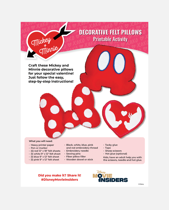 Mickey and Minnie Pillow Craft Printable Activity