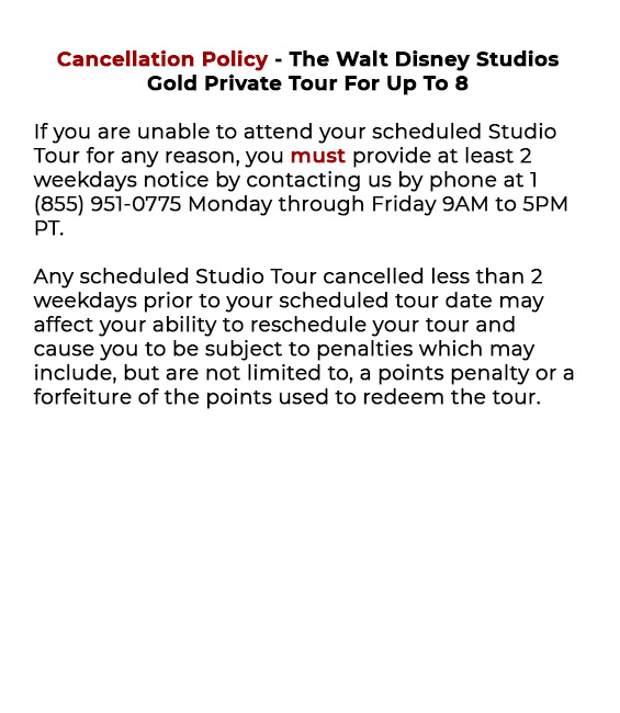 The Walt Disney Studios Gold Private Tour For Up To 8