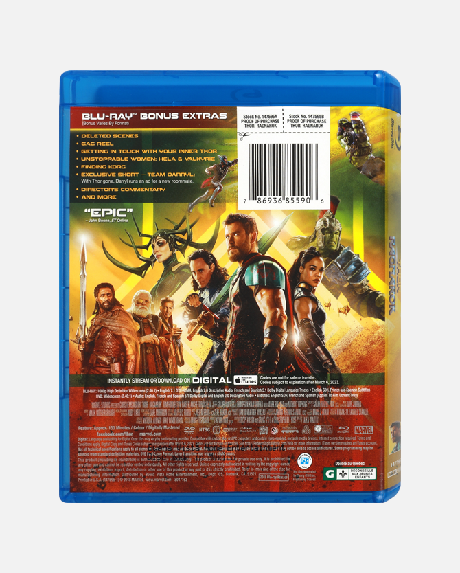 Marvel Studios' Thor: Ragnarok Blu-ray Combo Pack + Digital Code - Canada